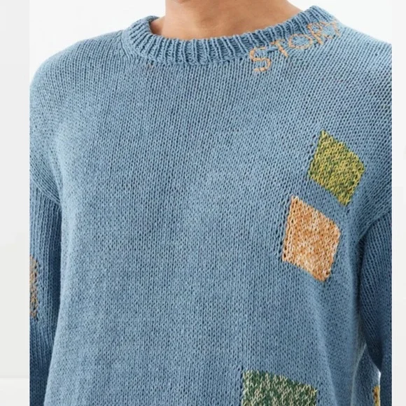 Story MFG. Spinning Patchwork Organic-cotton Sweater - Picture 3 of 10